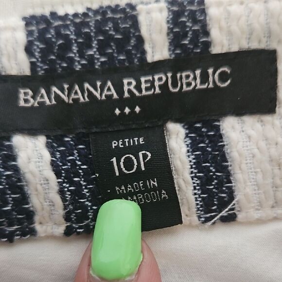 Banana Republic Navy Blue and White A-Line Mini Skirt - Picture 2 of 16